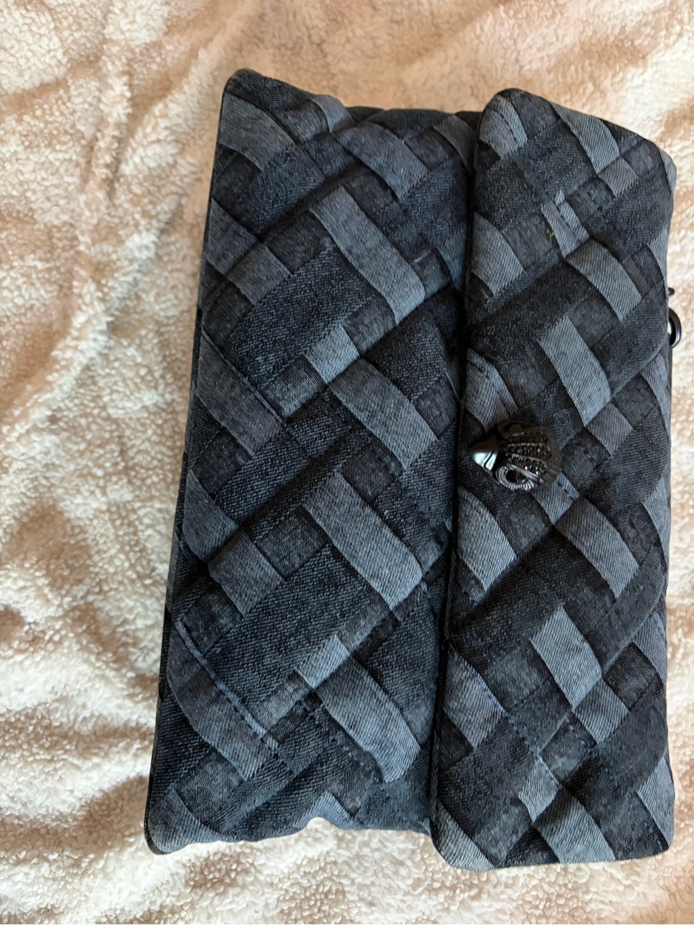 Kurt Geiger Quilted denim bag with black hardware